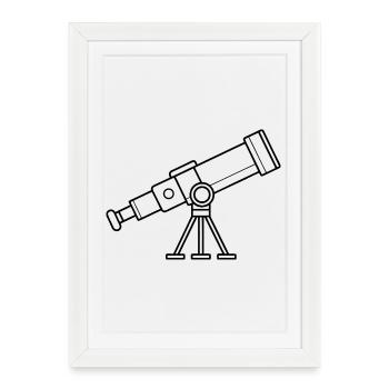 Télescope - Affiche encadrée (27 × 37 cm) - blanc - Devant