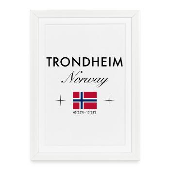 Trondheim Norway Coordinates Travel Souvenir - Framed poster (27 × 37 cm) - white - Front