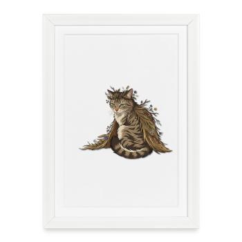 Chaton avec une couronne de feuilles - Affiche encadrée (27 × 37 cm) - blanc - Devant