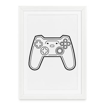 Game Controller Line Art - Framed poster (27 × 37 cm) - white - Front
