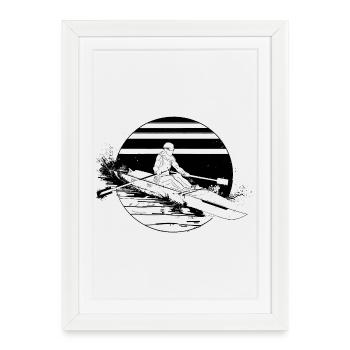 Rower Drawing - Framed poster (27 × 37 cm) - white - Front