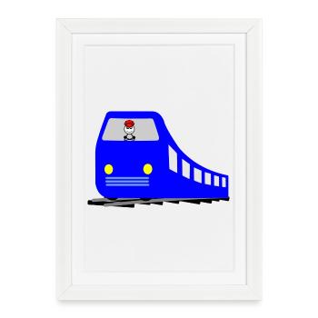 Train or metro on the rails with driver - Framed poster (27 × 37 cm) - white - Front