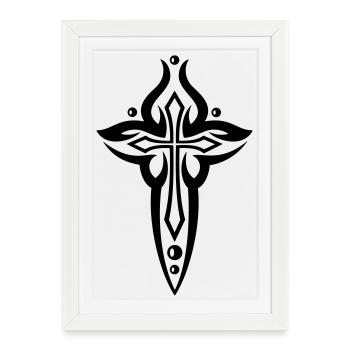 Croix, gothique, crucifix - Affiche encadrée (27 × 37 cm) - blanc - Devant