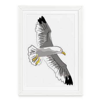 mouette - Affiche encadrée (27 × 37 cm) - blanc - Devant