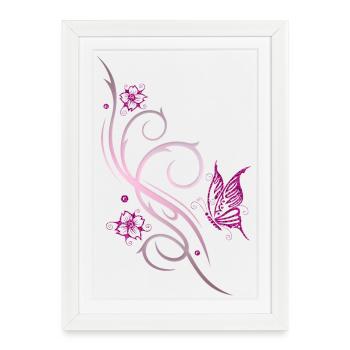 Fleurs de fleurs de cerisier papillon - Affiche encadrée (27 × 37 cm) - blanc - Devant