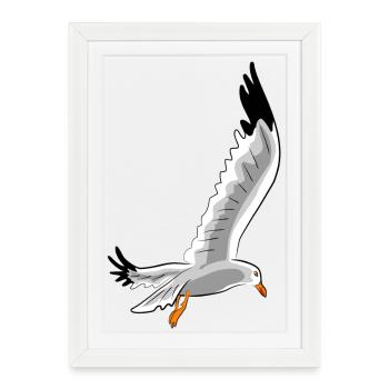 mouette - Affiche encadrée (27 × 37 cm) - blanc - Devant