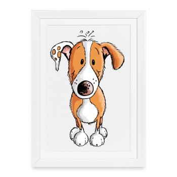 Petit Podenco - Dog - Dogs - Puppy - Pup - Affiche encadrée (27 × 37 cm) - blanc - Devant