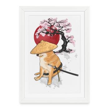 cheems samurai - Framed poster (27 × 37 cm) - white - Front