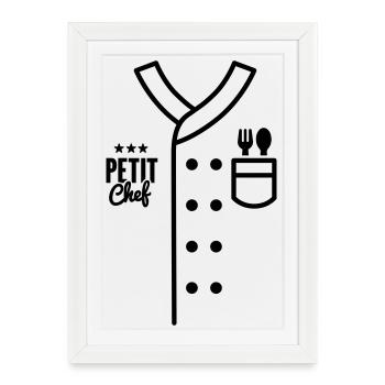 Enfants Chef Uniforme Petit Chef Enfant Costume de cuisine - Affiche encadrée (27 × 37 cm) - blanc - Devant