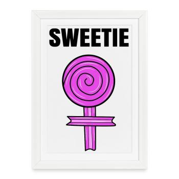 Bonbons sucrés disant bonbons sucrés - Affiche encadrée (27 × 37 cm) - blanc - Devant