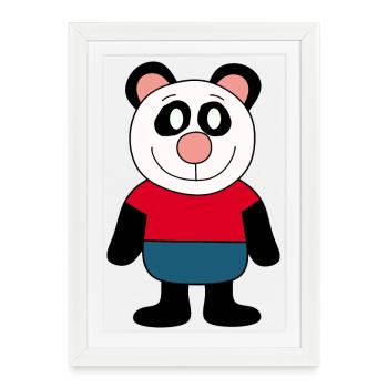 Panda Panda Ours Ours Ours Visage Ours Yeux mignons - Affiche encadrée (27 × 37 cm) - blanc - Devant