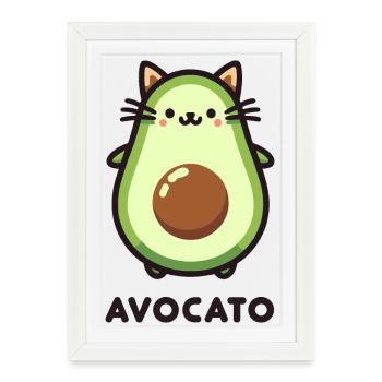 Cute Avocato Cat Friend Pun Design - Framed poster (27 × 37 cm) - white - Front