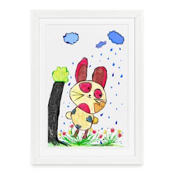 Hase Hoppel - Gerahmtes Poster (27 × 37 cm) - Weiß - Vorne