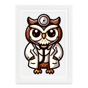 Mediwise Owl: The Feathered Physician - Framed poster (27 × 37 cm) - white - Front