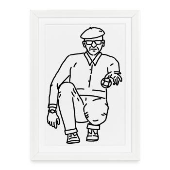 Joueur de pétanque gaucher - Affiche encadrée (27 × 37 cm) - blanc - Devant