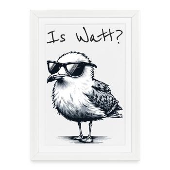 Is Watt Coole Möwe Urlaub Nordsee - Affiche encadrée (27 × 37 cm) - blanc - Devant