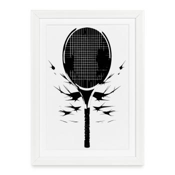 Tennis Racket Drawing - Framed poster (27 × 37 cm) - white - Front