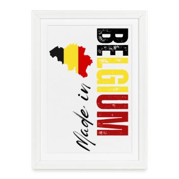 Fabriqué en Belgique, conception verticale - Affiche encadrée (27 × 37 cm) - blanc - Devant