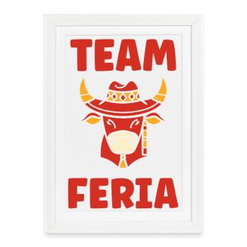 Tête de buffle avec chapeau mexicain feria - Affiche encadrée (27 × 37 cm) - blanc - Devant