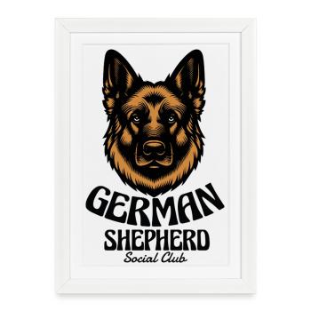German Shepherd Social Club Vintage Dog Design - Framed poster (27 × 37 cm) - white - Front