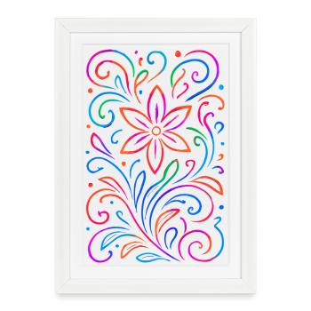 Bright floral mandala - Framed poster (27 × 37 cm) - white - Front