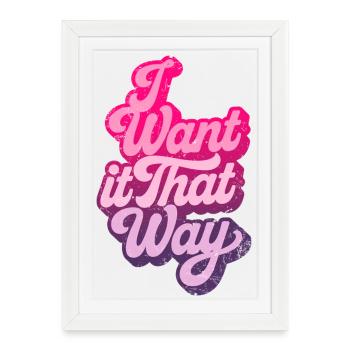 Je le veux comme ça Rose Disco Vintage Party Dance - Affiche encadrée (27 × 37 cm) - blanc - Devant
