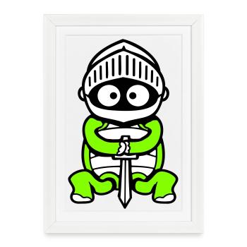 Turtle Knight Épée Fighter Armure Casque - Affiche encadrée (27 × 37 cm) - blanc - Devant