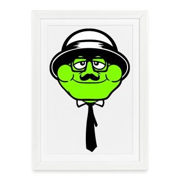Grenouille Sir Mr. Rich Gangster Lunettes Chapeau Cravate - Affiche encadrée (27 × 37 cm) - blanc - Devant