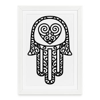 Hamsa – La main de Fatima : protection et bonheur - Affiche encadrée (27 × 37 cm) - blanc - Devant
