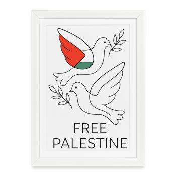 Colombe de la paix - Palestine Libre - Affiche encadrée (27 × 37 cm) - blanc - Devant