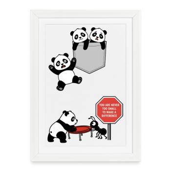 Pandas en Action Fourmi Solidaire - Affiche encadrée (27 × 37 cm) - blanc - Devant