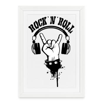 Rock Hand Silhouette - Affiche encadrée (27 × 37 cm) - blanc - Devant