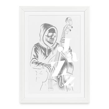 Sérénade Jazz Skeleton - Affiche encadrée (27 × 37 cm) - blanc - Devant