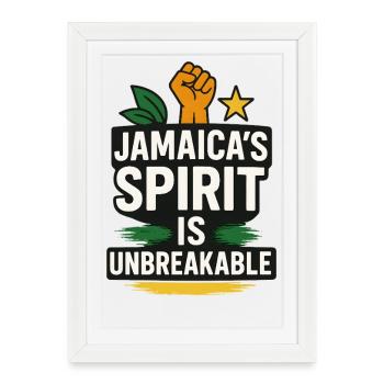 Jamaica Spirit Unbreakable, Jamaïcain - Affiche encadrée (27 × 37 cm) - blanc - Devant