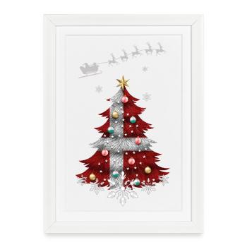 Sapin de Noël avec drapeau du Danemark - Affiche encadrée (27 × 37 cm) - blanc - Devant