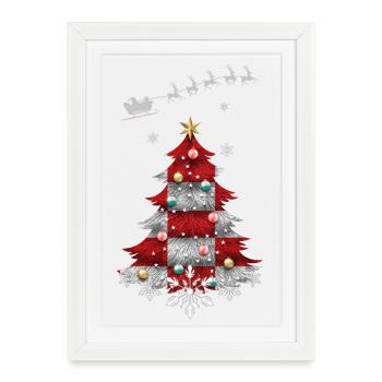 Sapin de Noël avec drapeau de la Croatie - Affiche encadrée (27 × 37 cm) - blanc - Devant