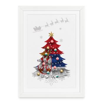 Sapin de Noël avec drapeau serbe - Affiche encadrée (27 × 37 cm) - blanc - Devant