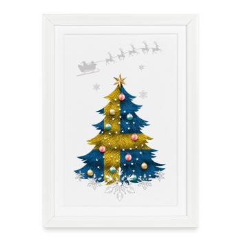 Sapin de Noël avec drapeau de la Suède - Affiche encadrée (27 × 37 cm) - blanc - Devant