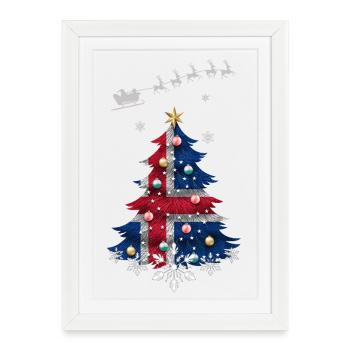 Sapin de Noël avec drapeau islandais - Affiche encadrée (27 × 37 cm) - blanc - Devant