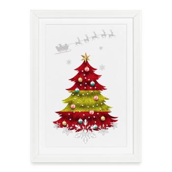 Sapin de Noël avec drapeau espagnol - Affiche encadrée (27 × 37 cm) - blanc - Devant