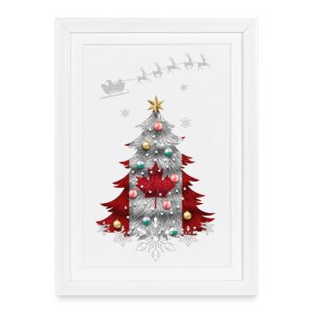 Arbre de Noël avec drapeau du Canada - Affiche encadrée (27 × 37 cm) - blanc - Devant