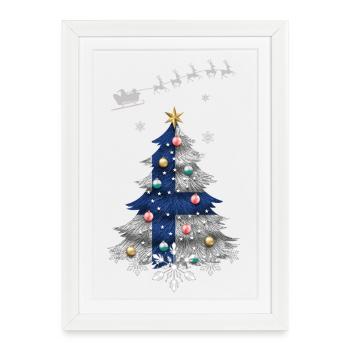 Christmas tree with Finland flag - Framed poster (27 × 37 cm) - white - Front