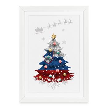 Sapin de Noël avec drapeau de la Slovénie - Affiche encadrée (27 × 37 cm) - blanc - Devant
