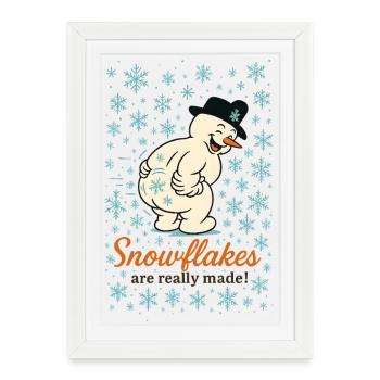 Flocons de neige et charme bonhomme de neige - Affiche encadrée (27 × 37 cm) - blanc - Devant