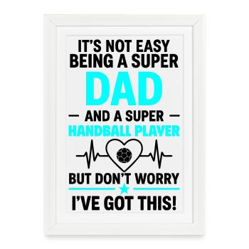 Herz + Handball – Super Papa Handball Player - Framed poster (27 × 37 cm) - white - Front