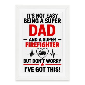 Heart + Firefighter – Super Firefighter Dad - Framed poster (27 × 37 cm) - white - Front