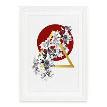 Lys dorés géométriques - Affiche encadrée (27 × 37 cm) - blanc - Devant
