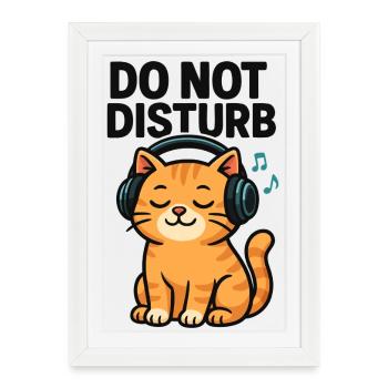 Cat DJ Sleep Mode with Headphones - Framed poster (27 × 37 cm) - white - Front