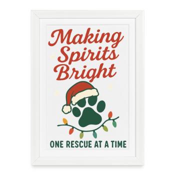 Making Spirits Bright Christmas Rescue Paw - Framed poster (27 × 37 cm) - white - Front