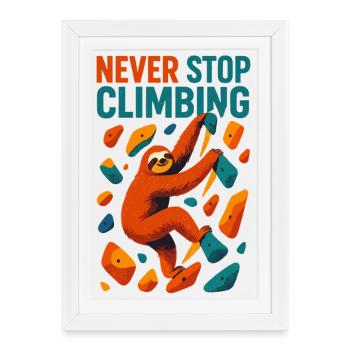 Bouldering Sloth Climbing Motivation Gift - Framed poster (27 × 37 cm) - white - Front
